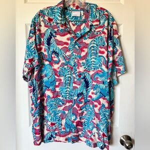 New ASOS Blue and Red Zebra Print Casual Shirt. Size XL